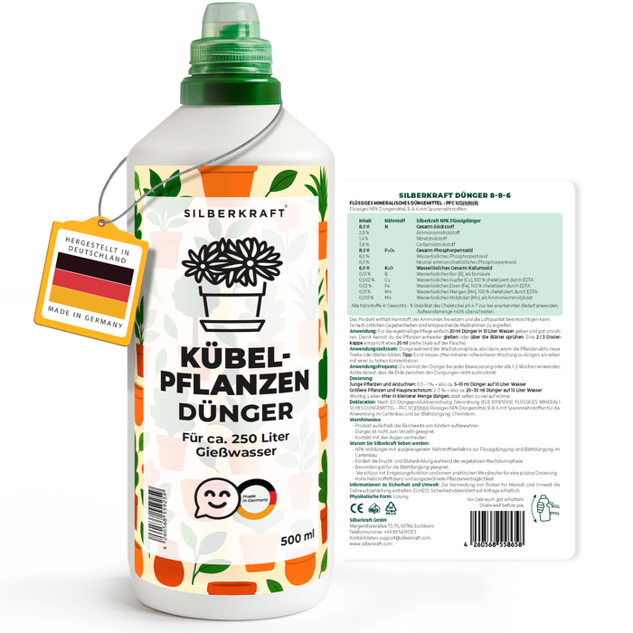 Fertilizzante per piante in contenitore – Fertilizzante liquido minerale NPK con azoto – Fertilizzante per piante in contenitore – Fertilizzante per piante da balcone e da terrazzo