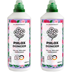Phloxdünger – Mineralischer NPK Flüssigdünger mit Stickstoff – Dünger für Phlox – Stauden- & Gartenblumen-Dünger - Silberkraft