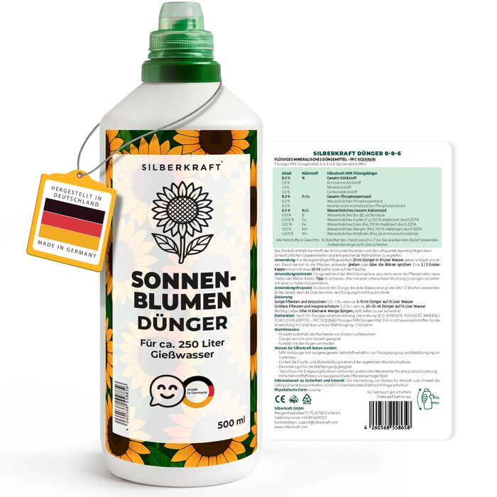 Fertilizzante per girasoli – Fertilizzante liquido minerale NPK con azoto – Fertilizzante per girasoli – Fertilizzante per piante da fiore