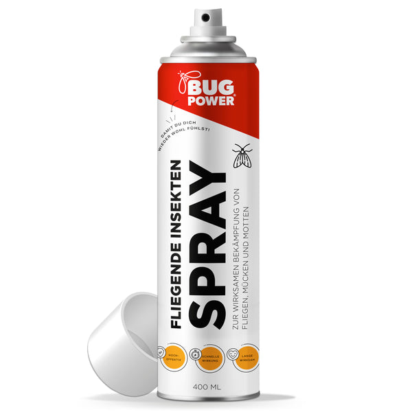 BugPower Spray contro gli insetti volanti 400 ml - ampio spettro d'azione - azione rapida e con effetto abbattente - silver power