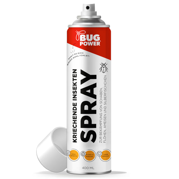 BugPower spray contro insetti striscianti e vespe 400 ml - ampio spettro d'azione - azione rapida & effetto abbattente - silver power
