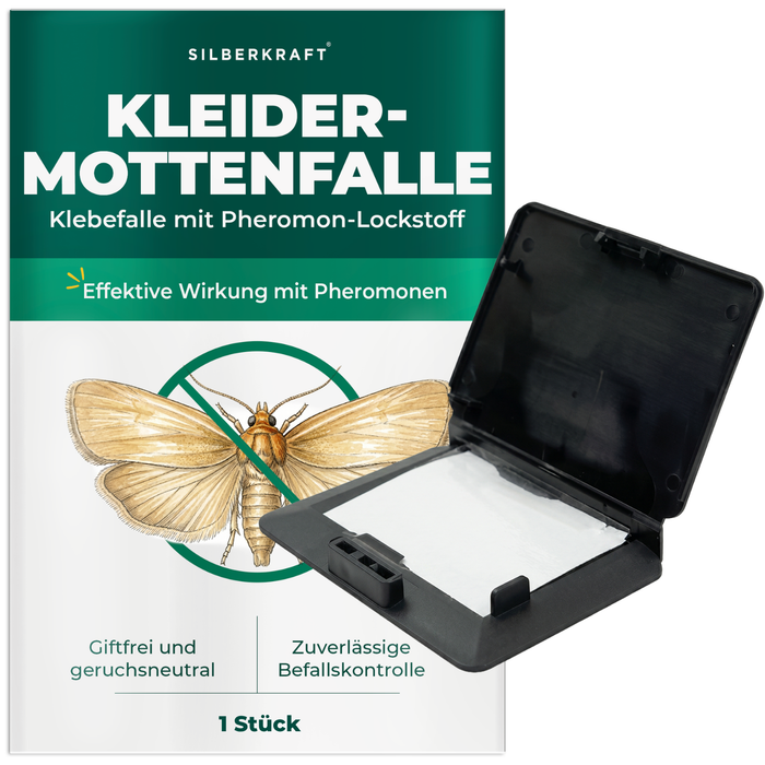 Silberkraft Kleidermottenfalle 1 Stück – Klebefalle mit Pheromon-Lockstoff gegen Kleidermotten