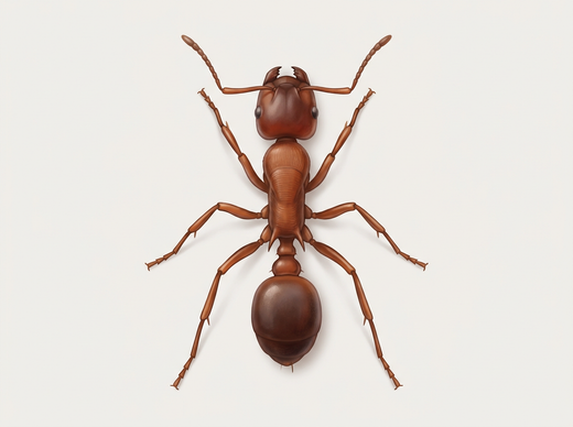 Formica rossa (Myrmica rubra), operaia vista dall’alto