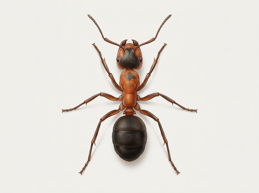 Formica rufa (Formica rufa), operaia vista dall’alto