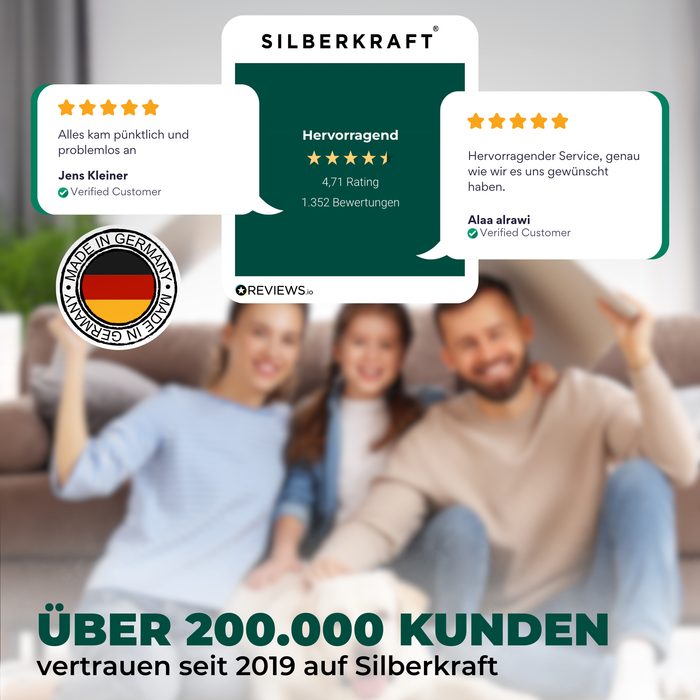 Silberkraft Kundenbewertungen mit 4,7 Sternen – über 200.000 zufriedene Kunden vertrauen auf wirksame Lösungen gegen Kornkäfer