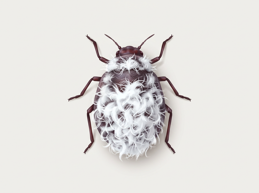 Pidocchio sanguigno (Eriosoma lanigerum) con lana di cera bianca dall'alto