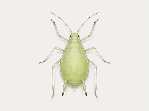 Afide verde della pesca (Myzus persicae) dall'alto