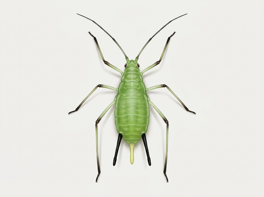 Grande afide della rosa (Macrosiphum rosae) dall'alto