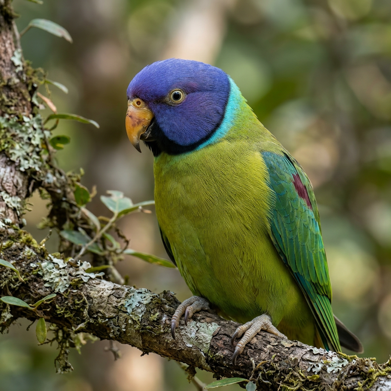 Parrocchetto dal collo ad anello dalla testa blu