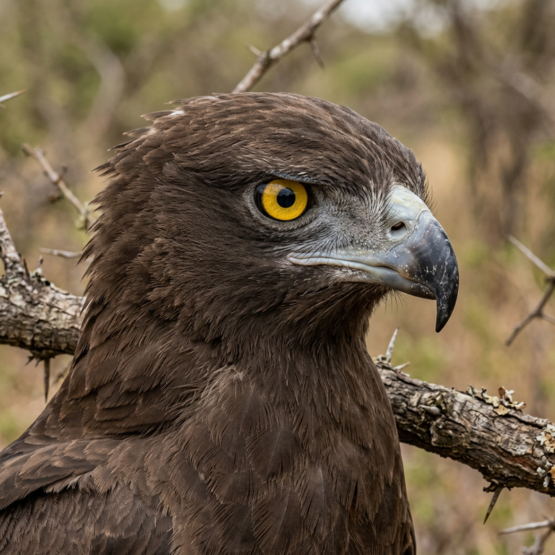 Braun-Schlangenadler (Circaetus cinereus), illustrazione IA