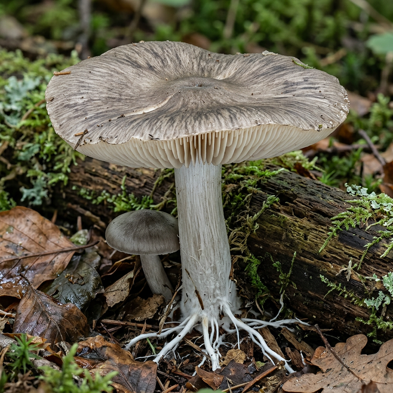 Breitblättriger Rübling (Megacollybia platyphylla), illustrazione IA