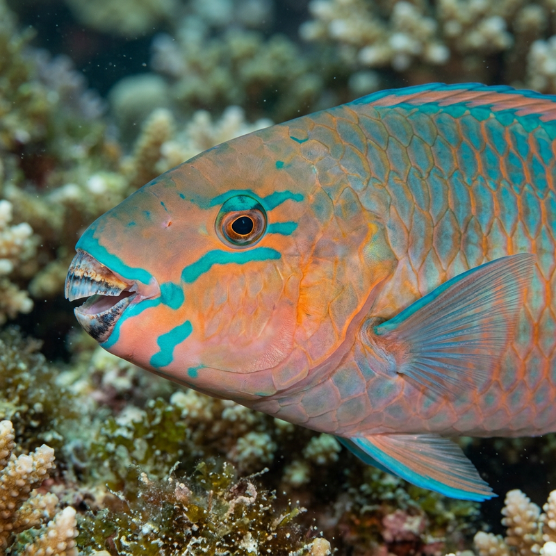 Pesce pappagallo imbrigliato