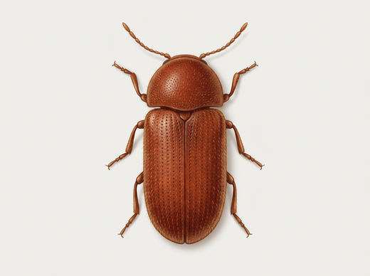 Scarabeo del pane (Stegobium panicoeum) dall'alto