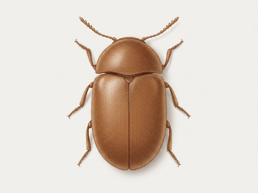 Scarabeo del tabacco (Lasioderma serricorne) dall'alto