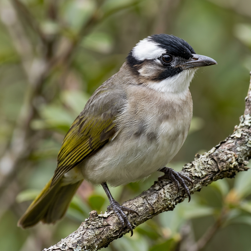 Chinesebülbül (Pycnonotus sinensis), illustrazione IA