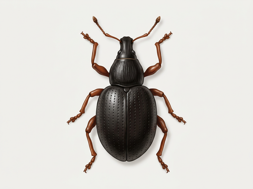 Punteruolo della radice di fragola (Otiorhynchus ovatus) dall'alto