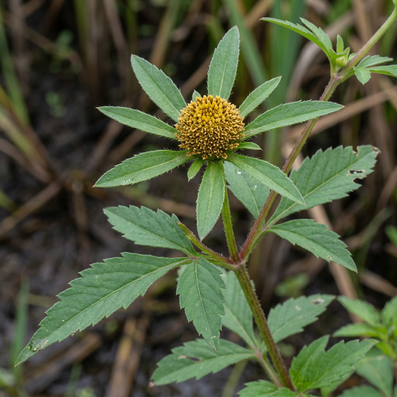 Dreiteiliger Zweizahn (Bidens tripartita), illustrazione IA