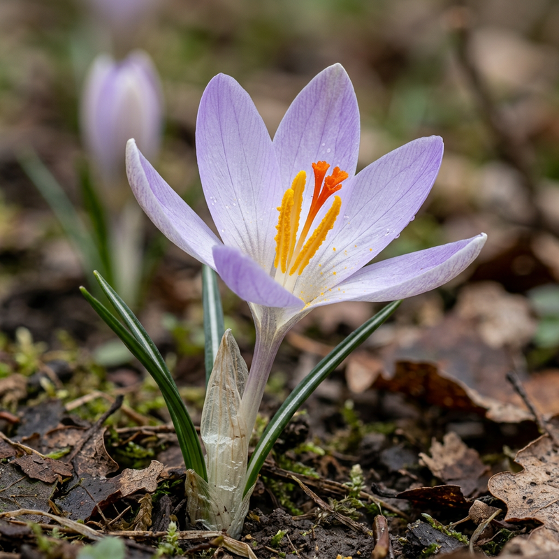 Elfo croco (Crocus tommasinianus), illustrazione IA