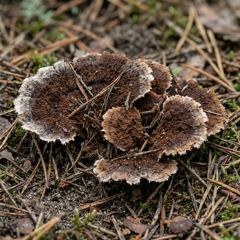 Erd-Warzenpilz (Thelephora terrestris), illustrazione IA