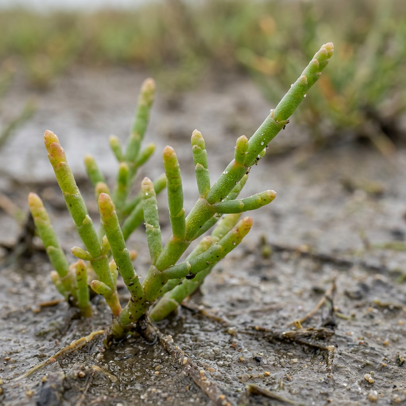 finocchio marino europeo (Salicornia europaea), illustrazione IA
