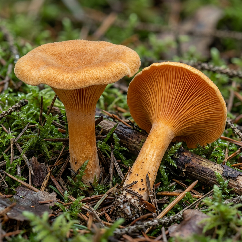 Falscher Pfifferling (Hygrophoropsis aurantiaca), illustrazione IA