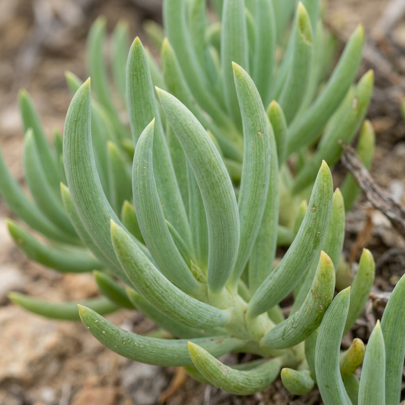 Erba tossica delle dita (Senecio barbertonicus), illustrazione IA