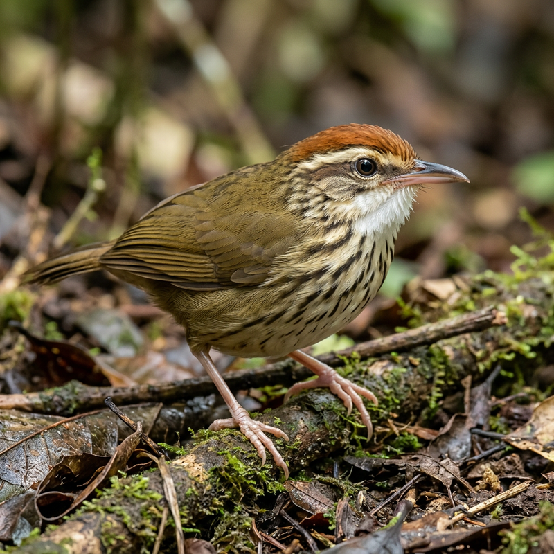 Fleckbrust-Drosselbabbler (Pellorneum ruficeps), illustrazione IA