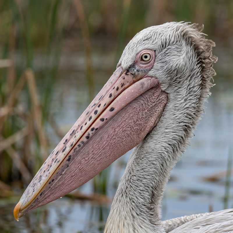 Fleckenschnabelpelikan (Pelecanus philippensis), illustrazione IA