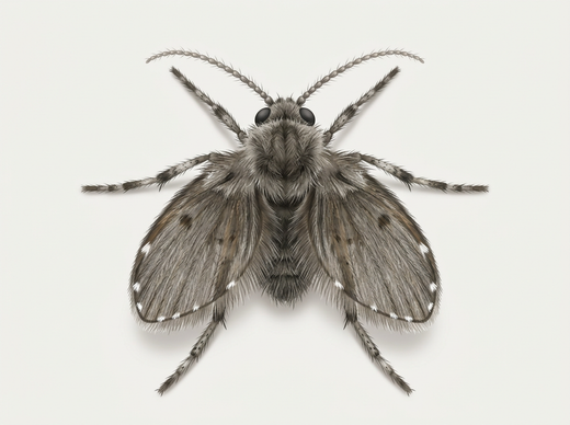 Moscerino delle farfalle (Psychodidae) dall'alto