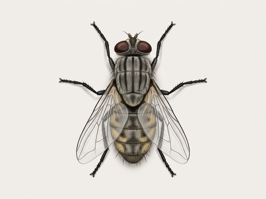 Grande mosca domestica (Musca domestica) dall'alto