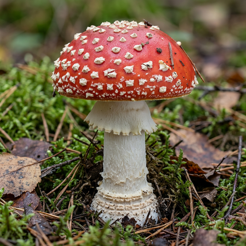 Fliegenpilz (Amanita muscaria), illustrazione IA