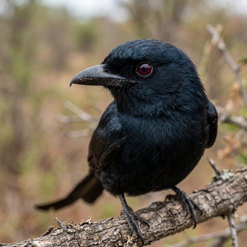 Gabelschwanzdrongo (Dicrurus adsimilis), illustrazione IA