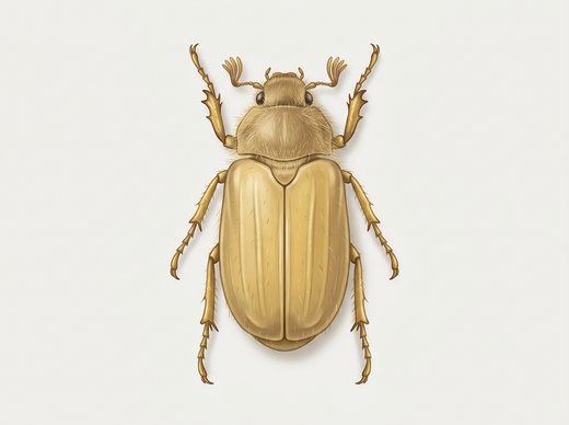 Scarabeo di giugno (Amphimallon solstitiale) dall'alto, giallo-marrone con pronoto molto peloso
