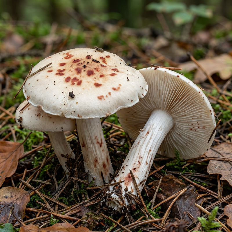Gefleckter Rübling (Rhodocollybia maculata), illustrazione IA