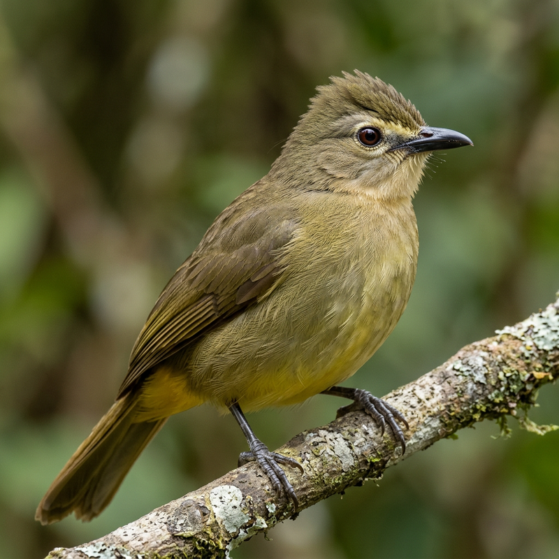 Gelbbrust-Bülbül (Pycnonotus flavescens), illustrazione IA