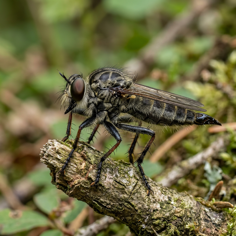 Mosca comune del ladro della foresta