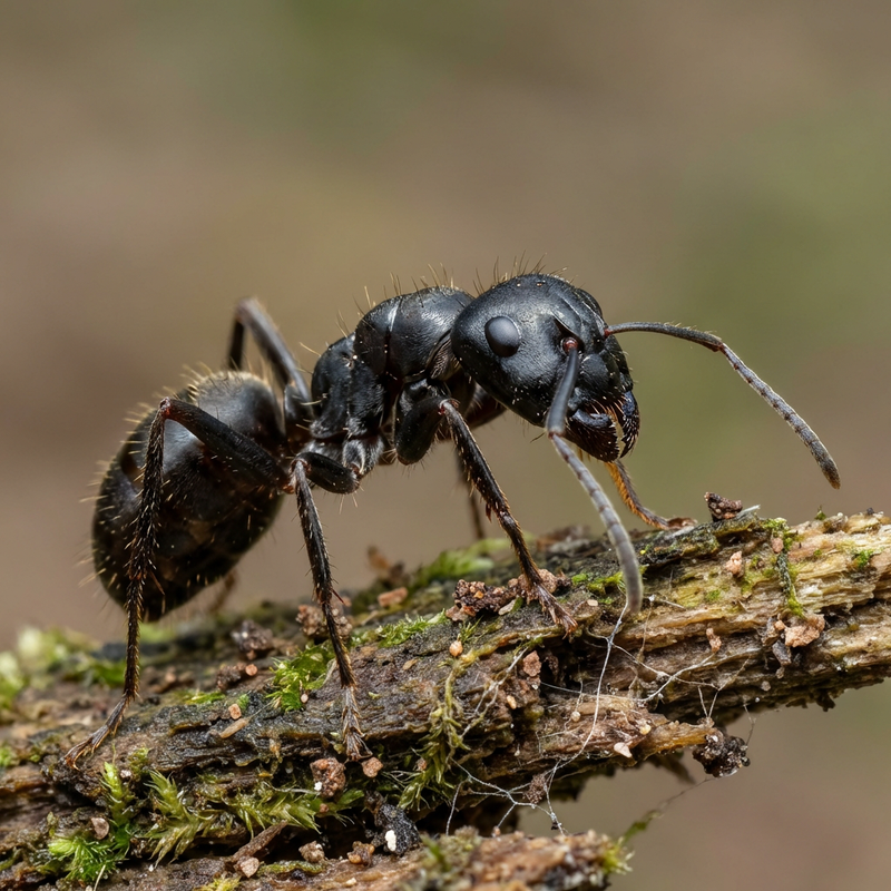 Formica carpentiere nera lucida