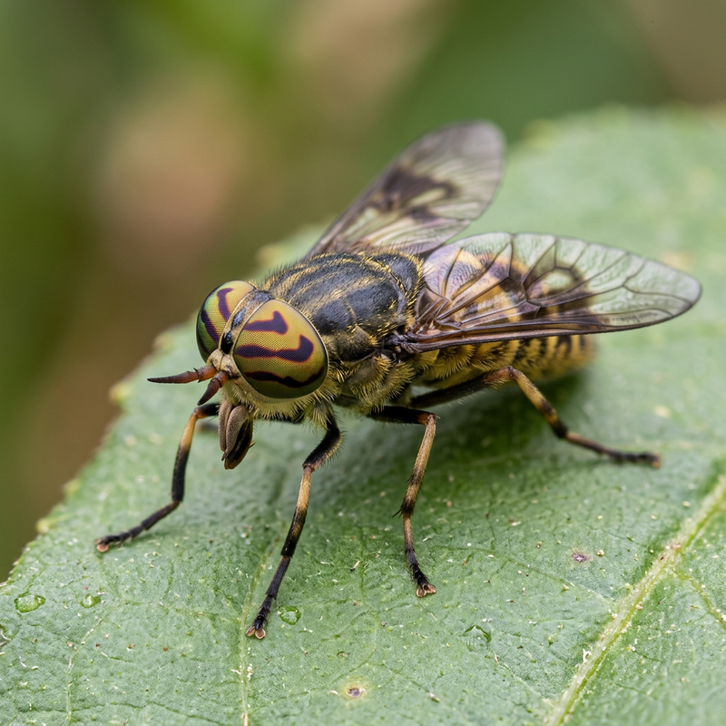 Goldaugenbremse (Chrysops), illustrazione IA