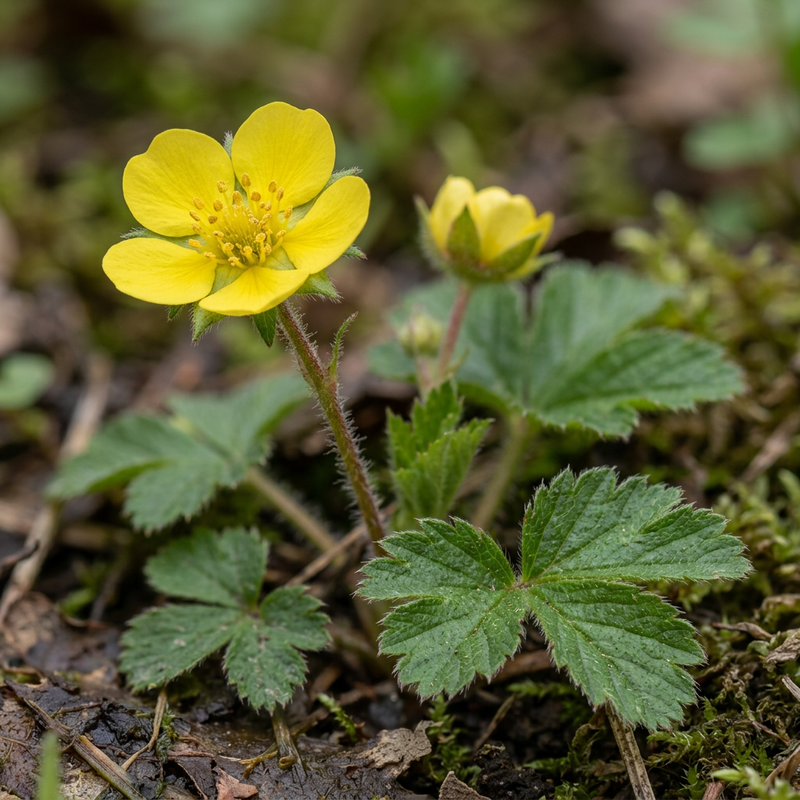 Golderdbeere (Waldsteinia geoides), illustrazione IA