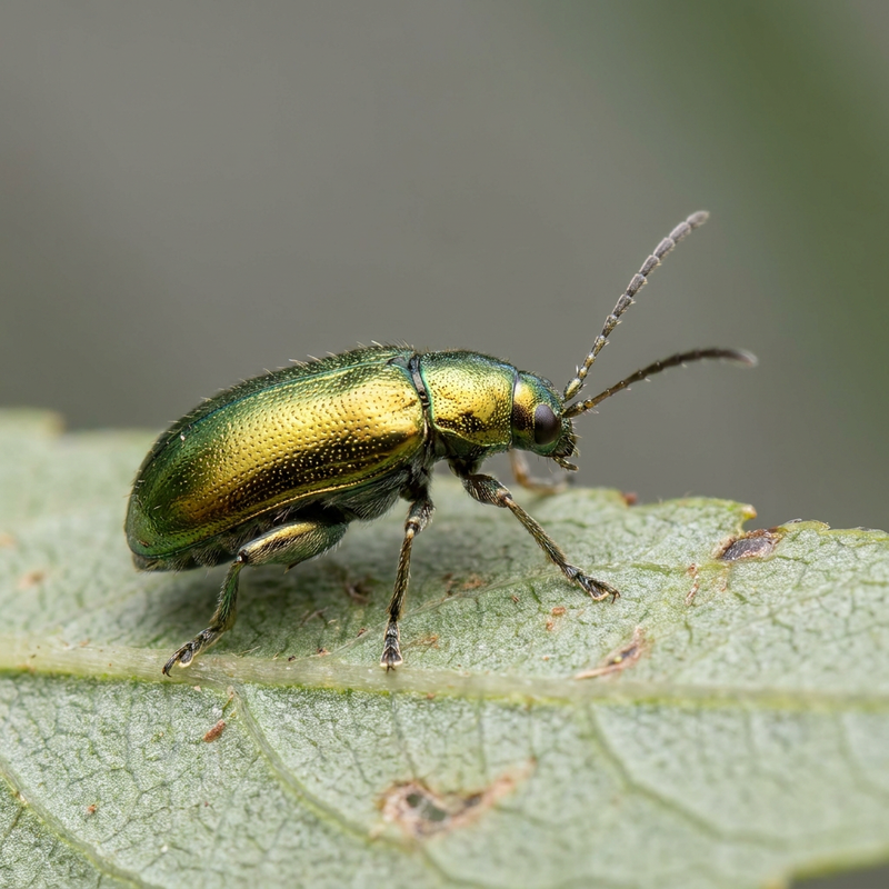 Scarabeo delle pulci del salice verde-oro