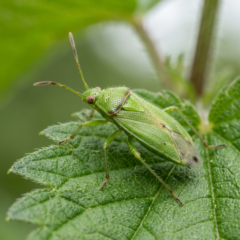 Insetto verde che alimenta