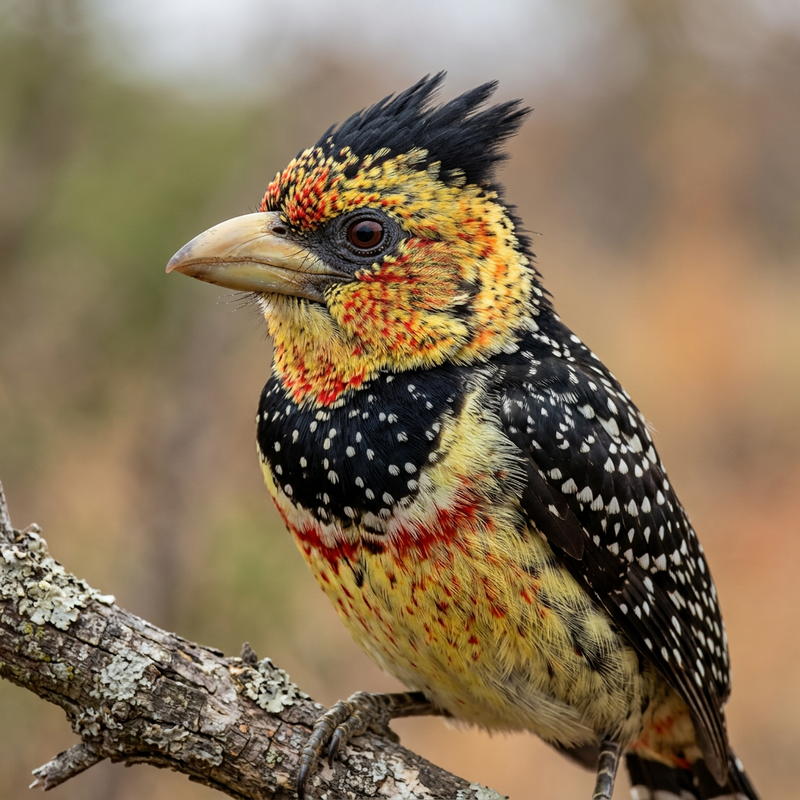 Halsband-Bartvogel (Trachyphonus vaillantii), illustrazione IA
