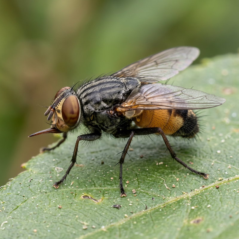 Heuschreckenfliege (Stomorhina lunata), illustrazione IA