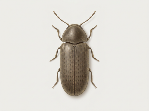 Scarabeo roditore comune (Anobium punctatum) dall'alto