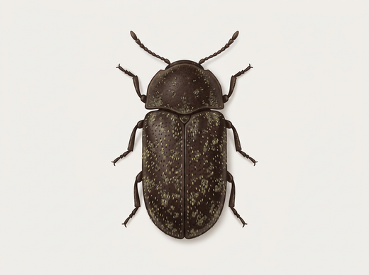 Scarabeo roditore pezzato (Xestobium rufovillosum) dall'alto