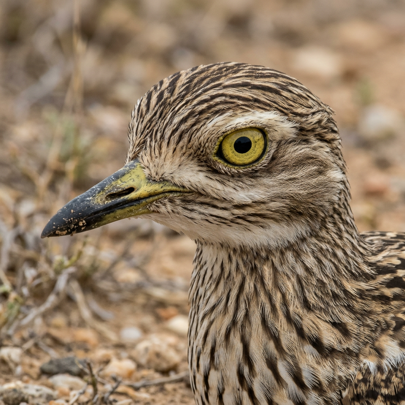 Kaptriel (Burhinus capensis), illustrazione IA