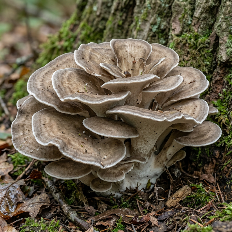 Klapperschwamm (Grifola frondosa), illustrazione IA