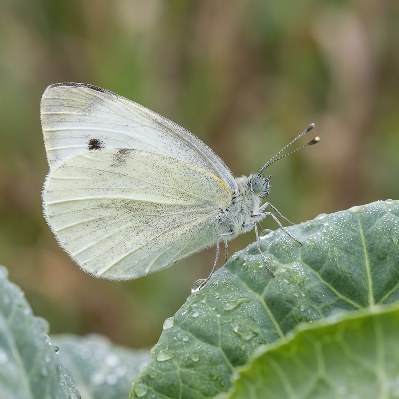 Piccola farfalla bianca di cavolo cappuccio