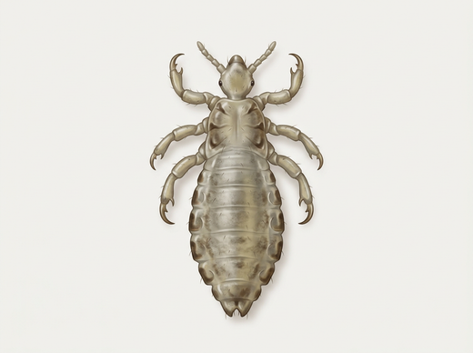 Pidocchio del corpo (Pediculus humanus corporis) dall'alto