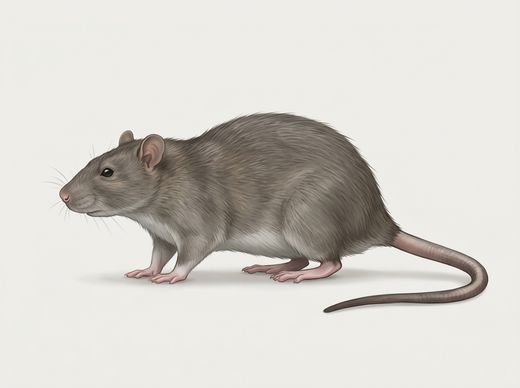 Ratto bruno (Rattus norvegicus) dal lato